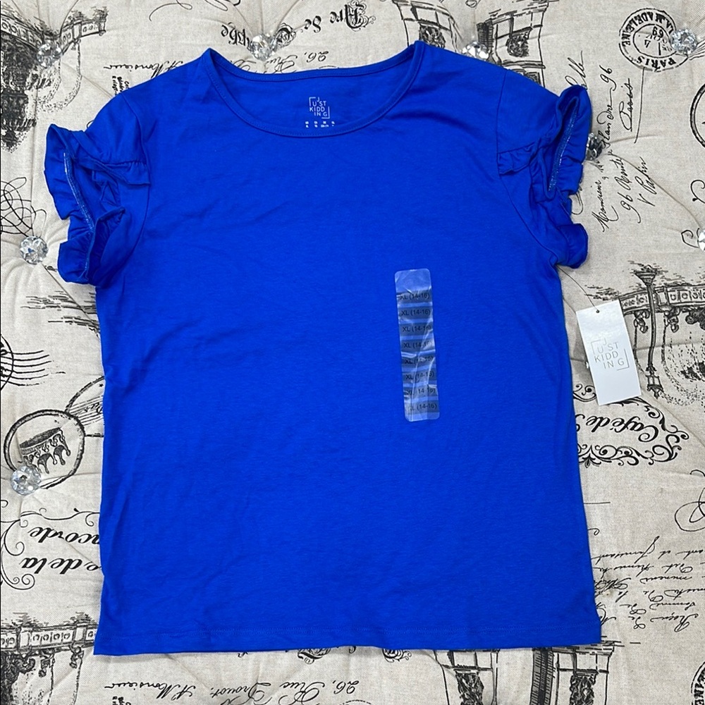 Just Kidding Girl's Royal Blue Short Sleeve Tee